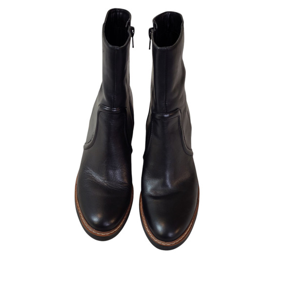 NATURALIZER CATIE LEATHER ANKLE BOOTIE WOMEN'S 8.5 BLACK PLATFORM BLOCK HEEL - Picture 5 of 16